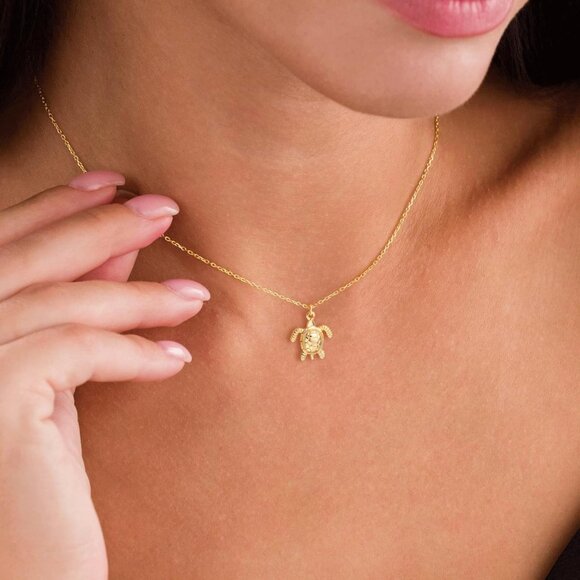 ⚡Golden Necklace Dragon Dragonfly Turtle Snake Pendant Simple Cute Trendy Plated - Picture 2 of 6
